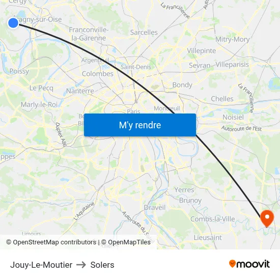 Jouy-Le-Moutier to Solers map