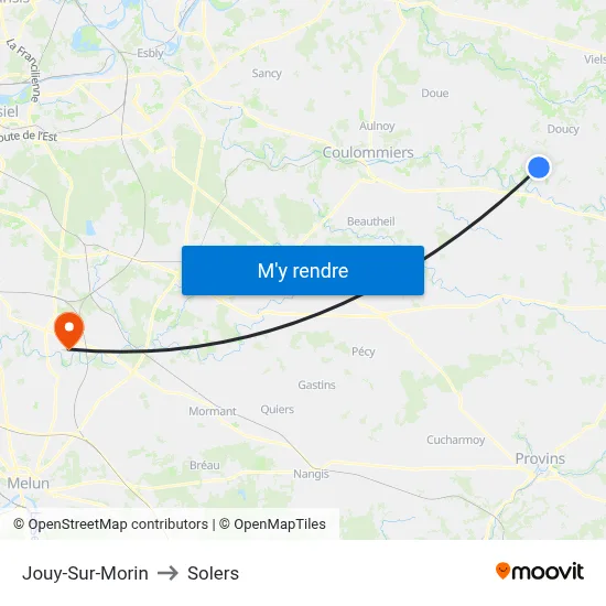Jouy-Sur-Morin to Solers map