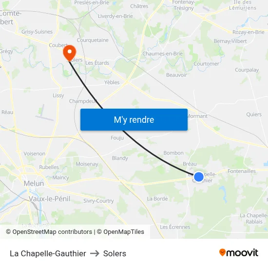 La Chapelle-Gauthier to Solers map