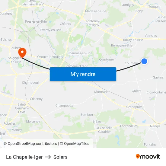 La Chapelle-Iger to Solers map
