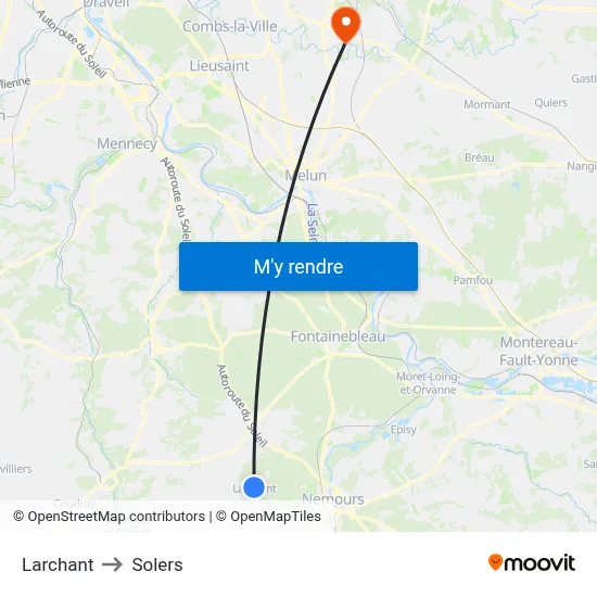 Larchant to Solers map