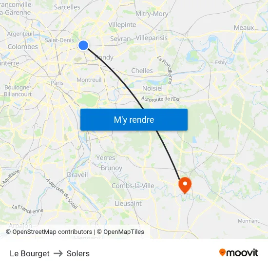 Le Bourget to Solers map