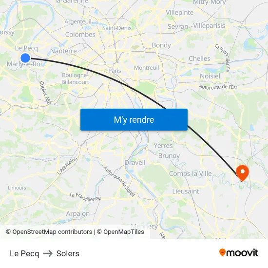 Le Pecq to Solers map