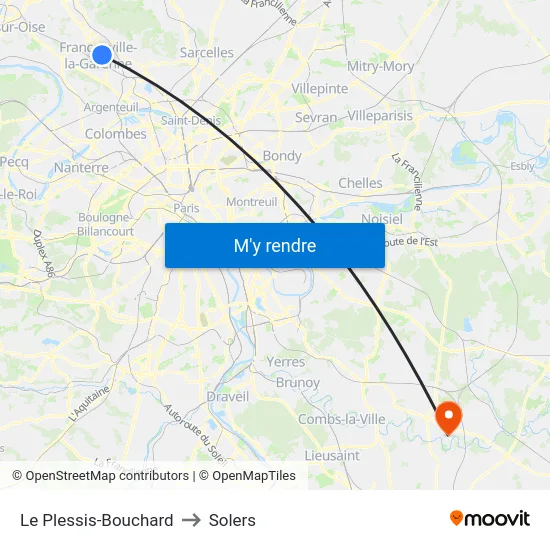 Le Plessis-Bouchard to Solers map