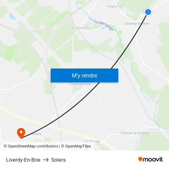 Liverdy-En-Brie to Solers map