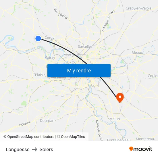 Longuesse to Solers map