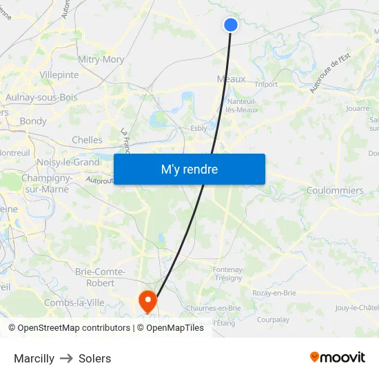 Marcilly to Solers map