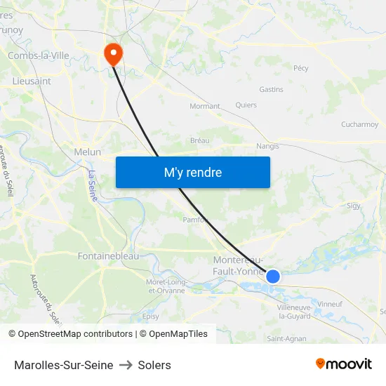 Marolles-Sur-Seine to Solers map