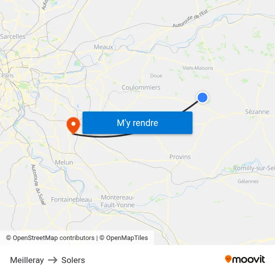 Meilleray to Solers map