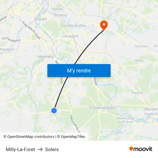 Milly-La-Foret to Solers map
