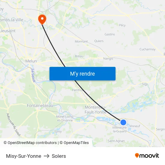 Misy-Sur-Yonne to Solers map