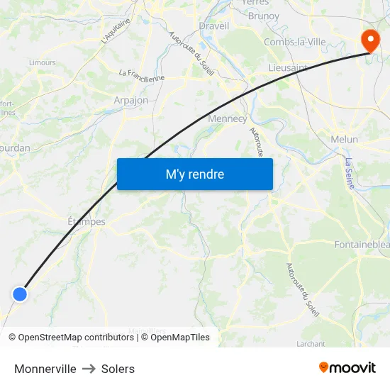 Monnerville to Solers map