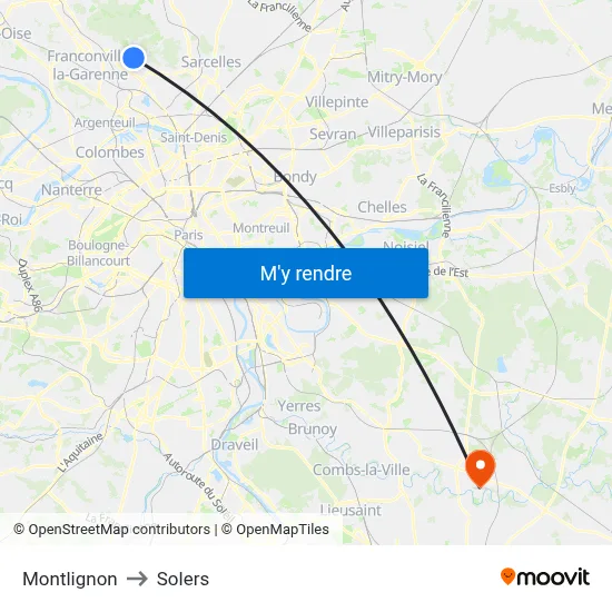 Montlignon to Solers map