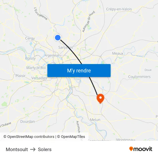 Montsoult to Solers map