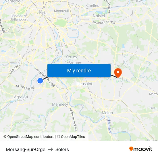 Morsang-Sur-Orge to Solers map