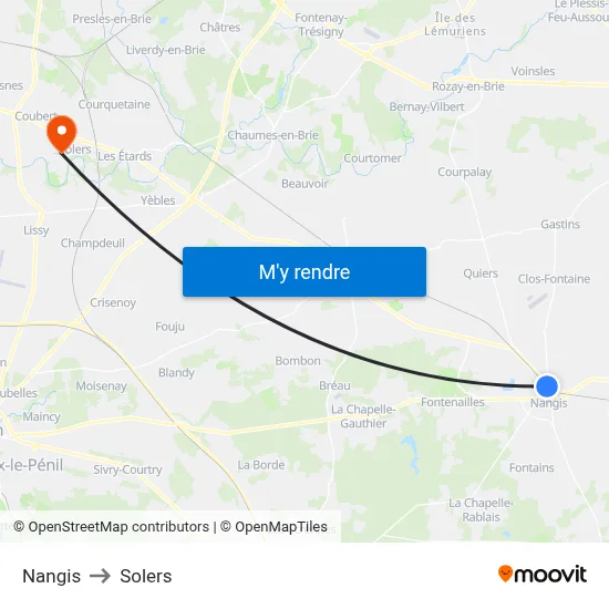 Nangis to Solers map
