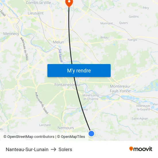 Nanteau-Sur-Lunain to Solers map