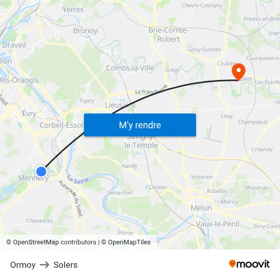 Ormoy to Solers map