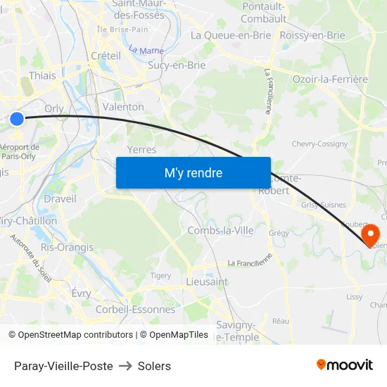 Paray-Vieille-Poste to Solers map