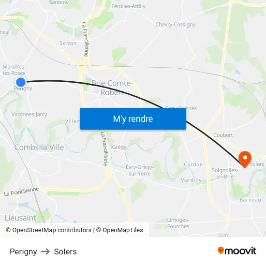 Perigny to Solers map