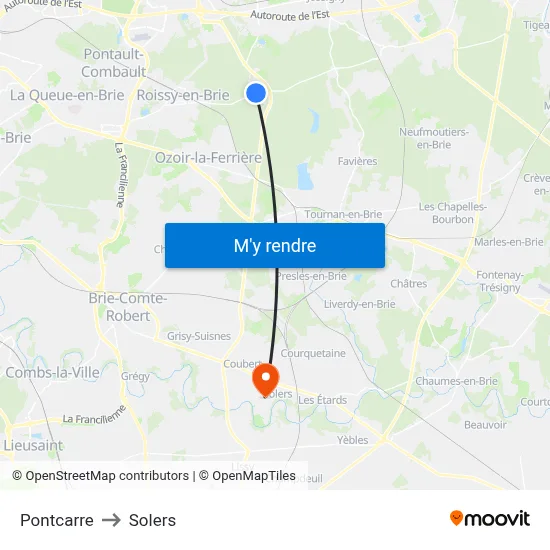 Pontcarre to Solers map