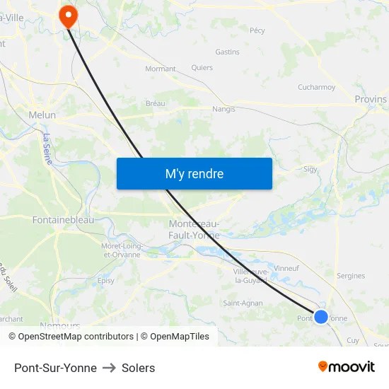 Pont-Sur-Yonne to Solers map