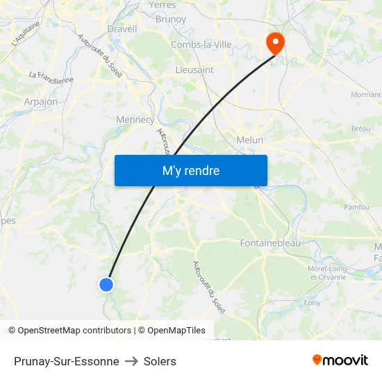 Prunay-Sur-Essonne to Solers map