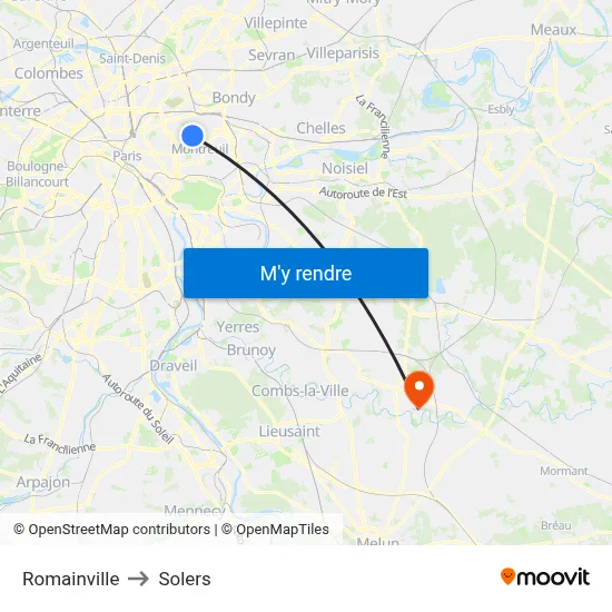 Romainville to Solers map