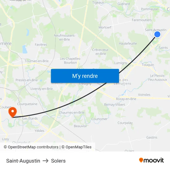 Saint-Augustin to Solers map