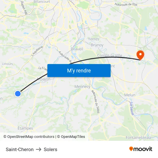 Saint-Cheron to Solers map
