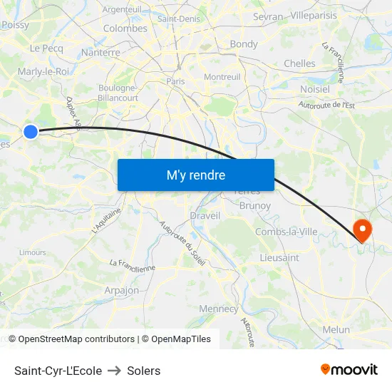 Saint-Cyr-L'Ecole to Solers map