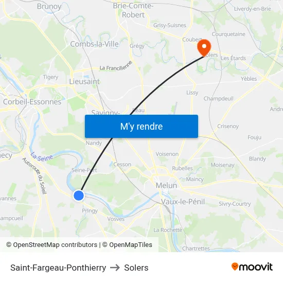 Saint-Fargeau-Ponthierry to Solers map
