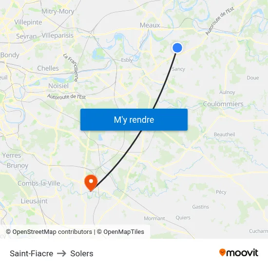 Saint-Fiacre to Solers map