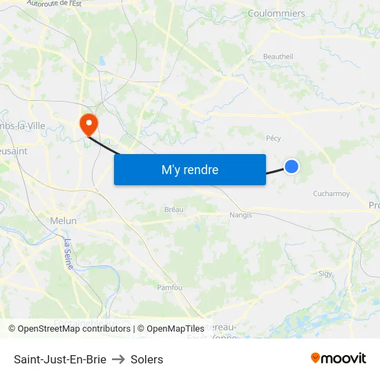 Saint-Just-En-Brie to Solers map