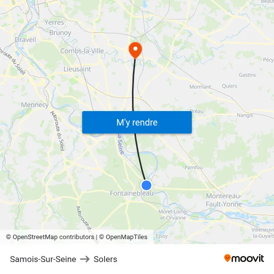 Samois-Sur-Seine to Solers map