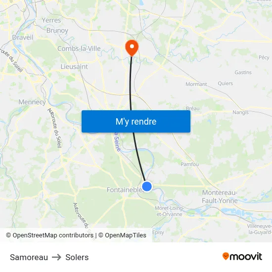 Samoreau to Solers map