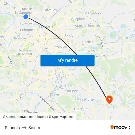 Sannois to Solers map