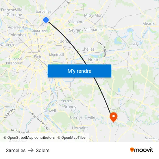 Sarcelles to Solers map