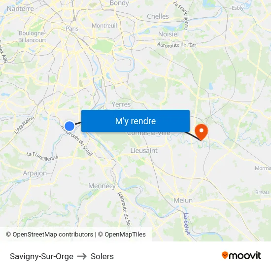 Savigny-Sur-Orge to Solers map