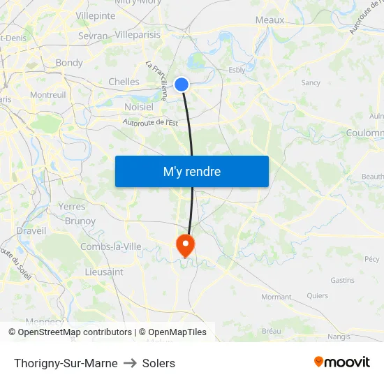 Thorigny-Sur-Marne to Solers map
