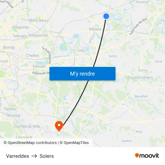 Varreddes to Solers map