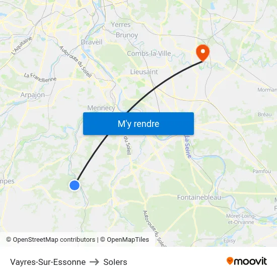 Vayres-Sur-Essonne to Solers map