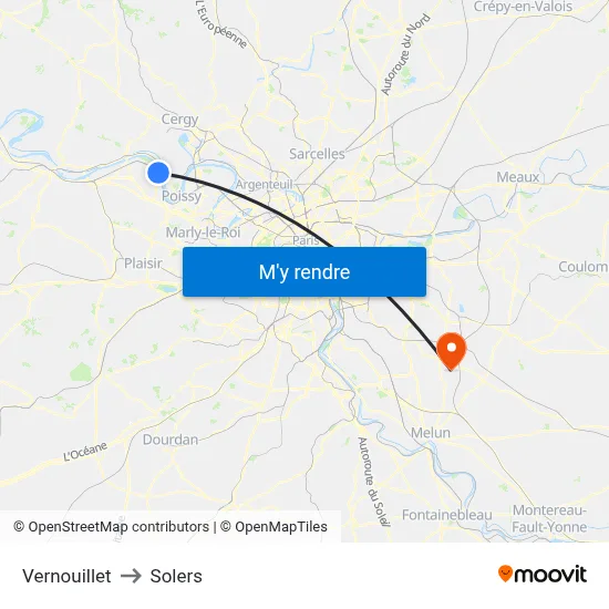 Vernouillet to Solers map