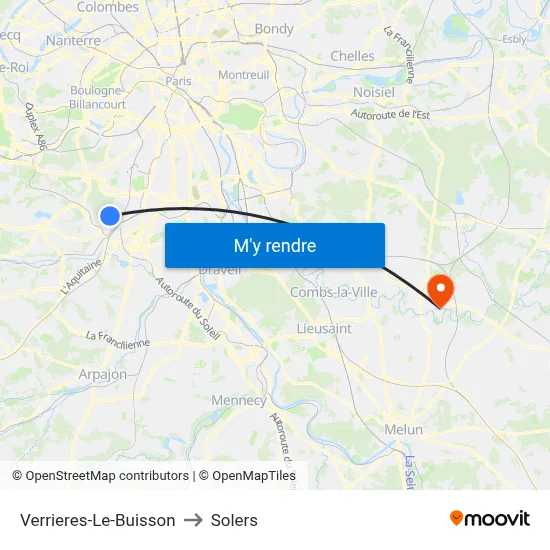 Verrieres-Le-Buisson to Solers map