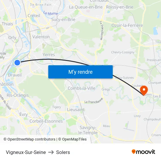 Vigneux-Sur-Seine to Solers map