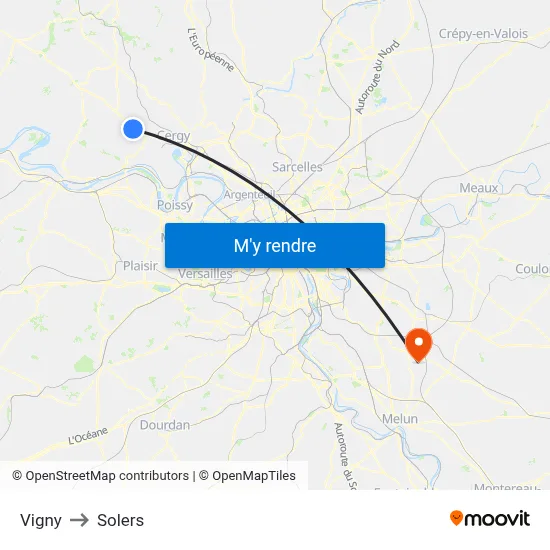 Vigny to Solers map
