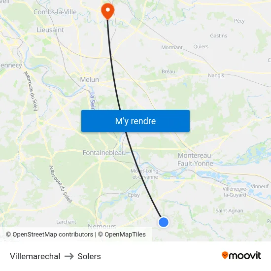 Villemarechal to Solers map