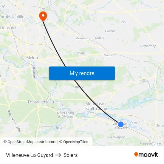 Villeneuve-La-Guyard to Solers map