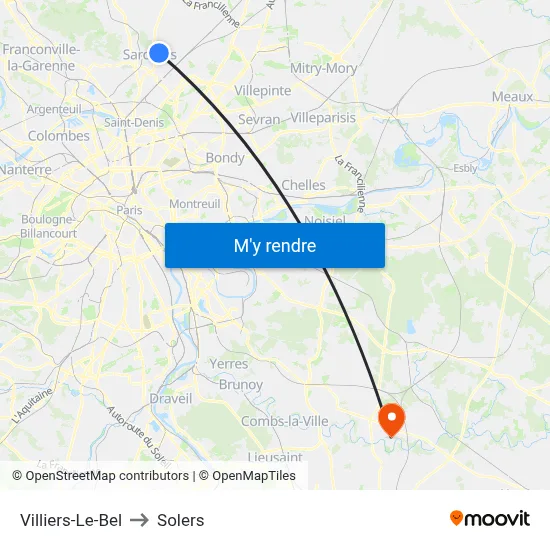 Villiers-Le-Bel to Solers map