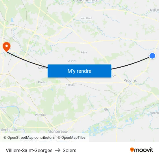 Villiers-Saint-Georges to Solers map